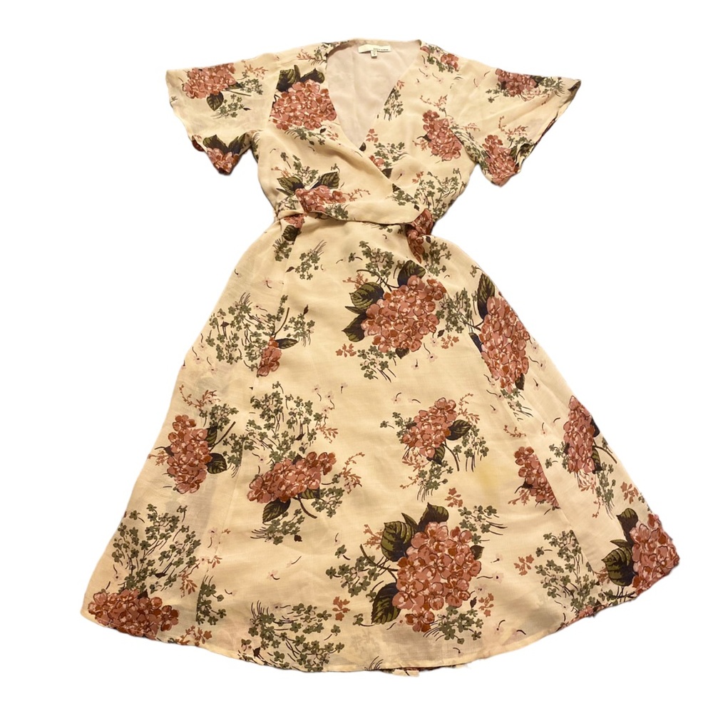 June & Hudson, Pink & Cream, Floral Wrap Around, Dress, NWT, Size Small, $50